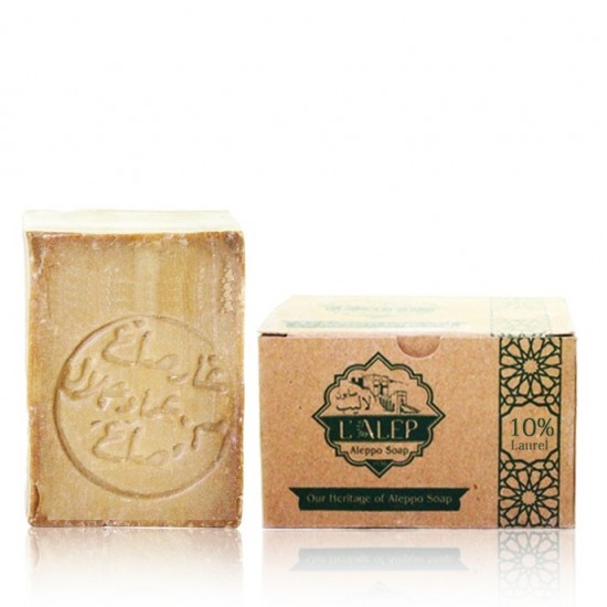 1 bar of (10% Laurel Oil Aleppo Soap) 190g±\bar 1 bar of (10% Laurel Oil Aleppo Soap) 190g±\bar