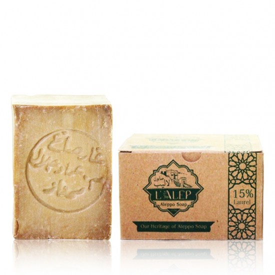 1 bar of (15% Laurel Oil Traditional Aleppo Soap) 190g±\bar 1 bar of (15% Laurel Oil Traditional Aleppo Soap) 190g±\bar
