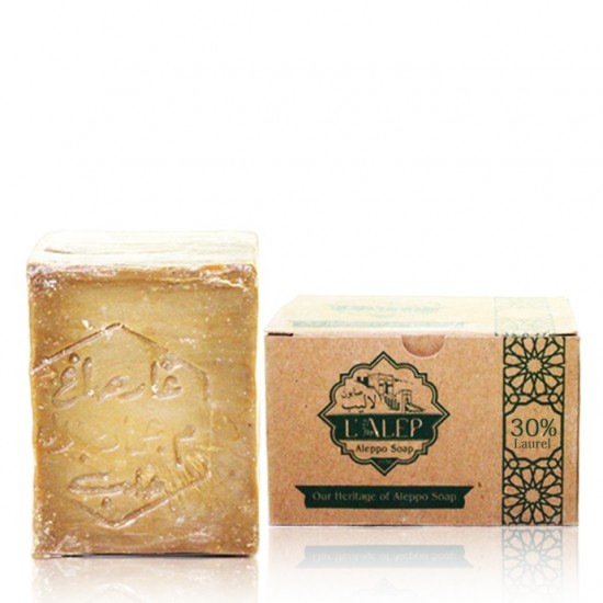 1 bar of (30% Laurel Oil Traditional Aleppo Soap) 190g±\bar 1 bar of (30% Laurel Oil Traditional Aleppo Soap) 190g±\bar