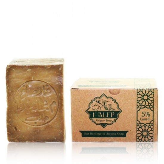 1 bar of (5% Laurel Oil Traditional Aleppo Soap) 190g±\bar 1 bar of (5% Laurel Oil Traditional Aleppo Soap) 190g±\bar